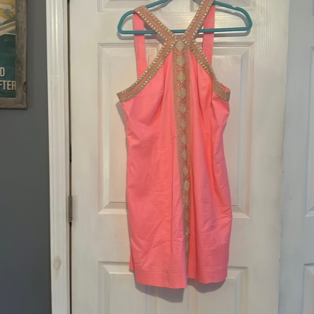Size 14 bright coral and gold Lilly Pulitzer dress